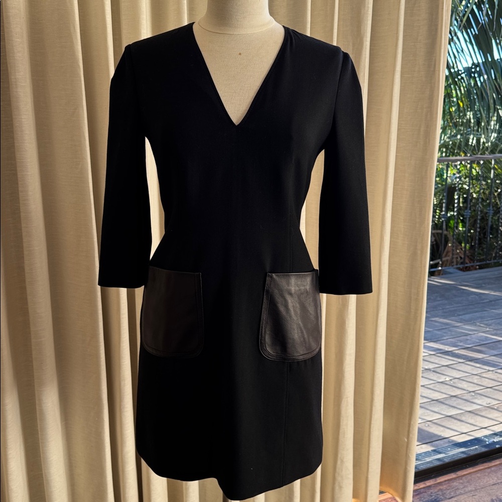 Burberry Elegant Black Dress with Leather Accents